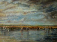 Mouillage à Billiers huile sur toile ; 54 x 74 cm 1er prix Paysages marins au salon Europen de Bruges (Belgique) en 2016 (2/3) Disponible à la vente