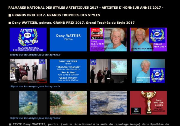 <br> <b>Palmarès national des Styles artistiques 2017: GRAND PRIX : DANY WATTIER</b><br> 9 décembre 2017 