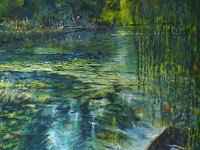 Les petits ponts des jardins de Caraqui (Bourges) Cette toile participera au Printemps des Artistes à Giverny, sur le thème 